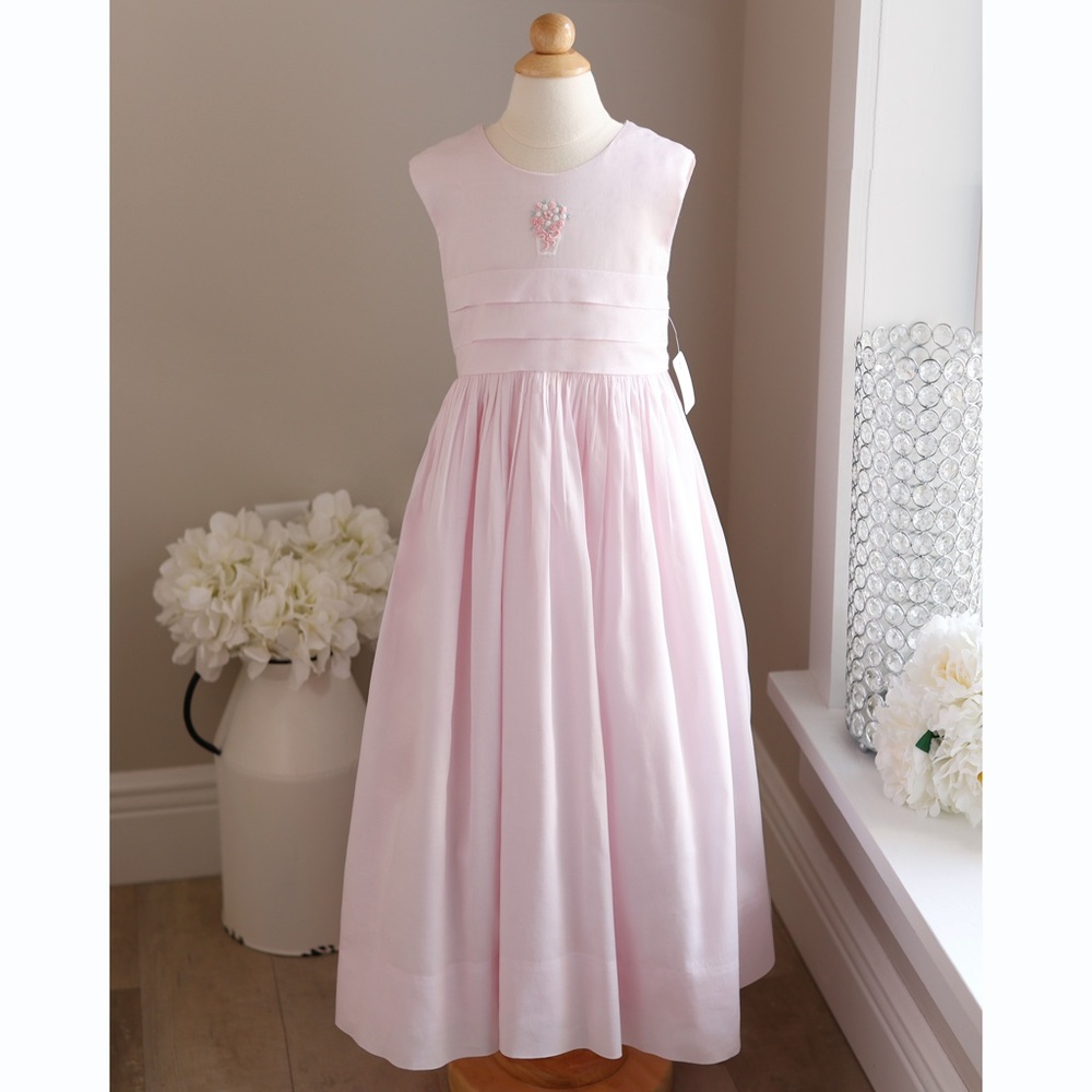 RARE Strasburg Dress Pink 100% Cotton Sleeveless Embroidery Vacation Size 14 NWT